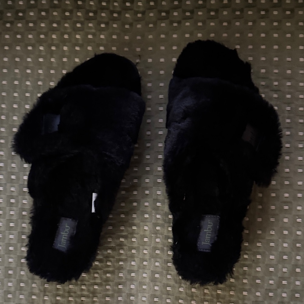 Jambu-Women's Plush Black Slippers